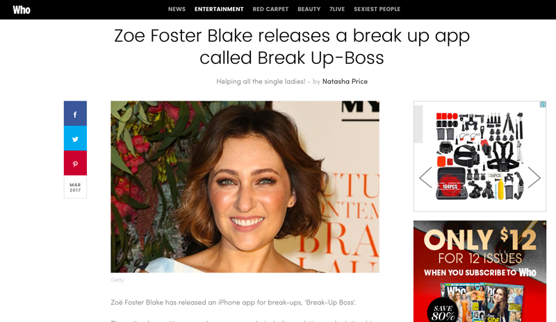 Who coverage of Break-Up Boss